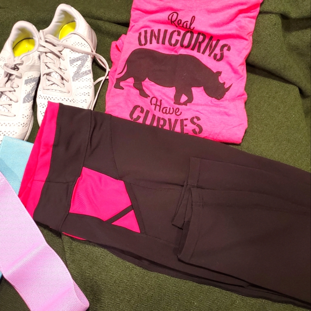 POP Fit black pink Rori Ankle Leggings